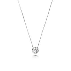 Diamond Single Rubover Necklace In 18ct White Gold 