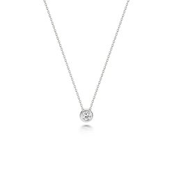 Diamond Single Rubover Necklace In 18ct White Gold 