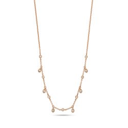 Diamond Rubover Teardrops Necklace In 18ct Rose Gold 
