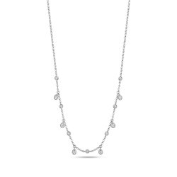 Diamond Rubover Teardrops Necklace In 18ct White Gold 