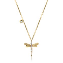 Diamond Dragonfly Necklace In 18ct Gold 