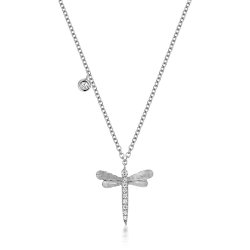 Diamond Dragonfly Necklace In 18ct White Gold 