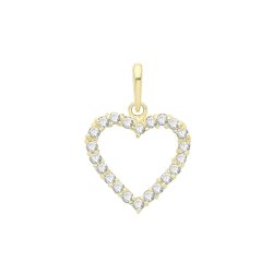 9ct Gold Cz Open Heart Pendant 