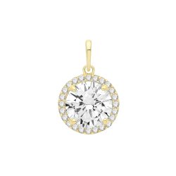 9ct Gold Round Cz Cluster Pendant 