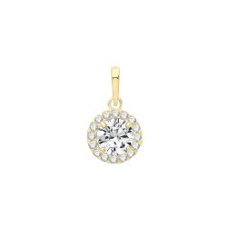9ct Gold Round Cz Cluster Pendant 