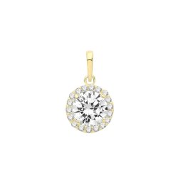 9ct Gold Round Cz Cluster Pendant 