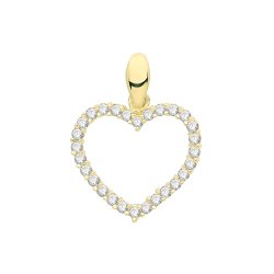 9ct Gold Cz Open Heart Pendant 