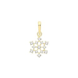 9ct Gold Cz Snowflake Pendant 