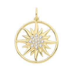 9ct Gold Cz Sun Pendant 