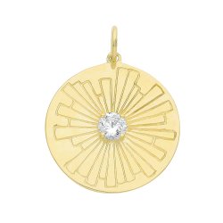 9ct Gold Sun Rays Disc Pendant 