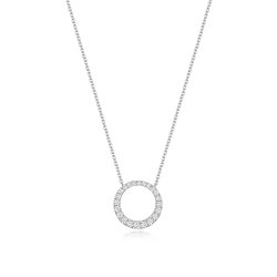 Diamond Circle Necklace In 18ct White Gold 