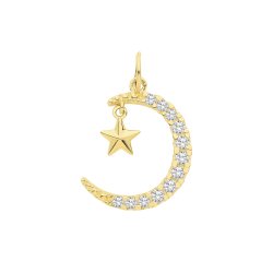 9ct Gold Moon And Star Pendant 