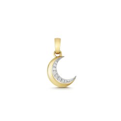 Diamond Moon Pendant In 9ct Gold 