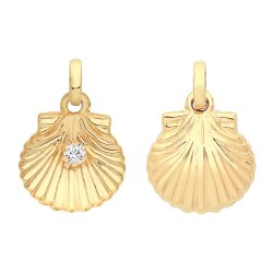 9ct Gold Shell Pendant With Cz 