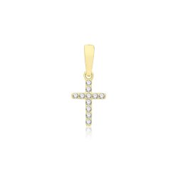 9ct Gold Cz Cross Pendant 