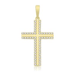 9ct Gold Cz Cross Pendant 