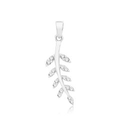 9ct Gold Cz Leaf Branch Pendant 