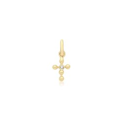 9ct Gold Bobble Cross Pendant With Cz 