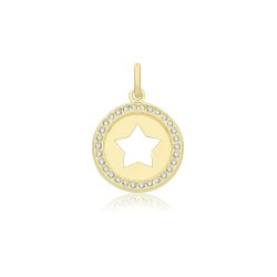 9ct Gold Cz Star Round Pendant 