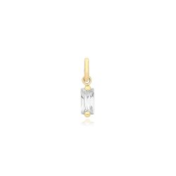 9ct Gold Baguette Shaped Cz Pendant 