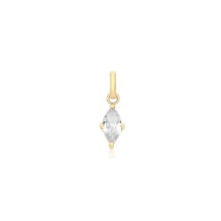 9ct Gold Marquise Shaped Cz Pendant 