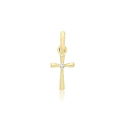 9ct Gold Cross Pendant With Cz 