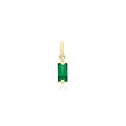 9ct Gold Baguette Shaped Emerald Green Cz Pendant 