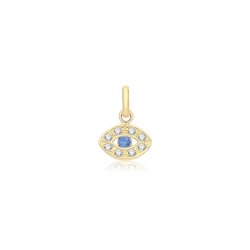 9ct Gold Evil Eye Cz Pendant 