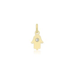 9ct Gold Hamsa Pendant With Cz 
