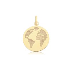 9ct Gold Engraved World Pendant 