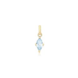 9ct Gold Marquise Shaped Sapphire Blue Cz Pendant 