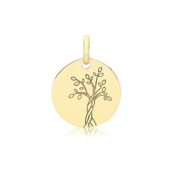 9ct Gold Engraved Tree Of Life Pendant 
