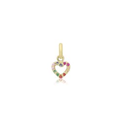 9ct Gold Multicoloured Cz Heart Pendant 