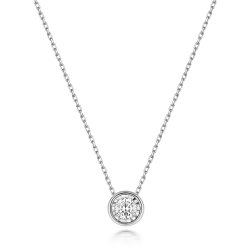 Diamond Illusion Rubover Necklace In 9ct White Gold 