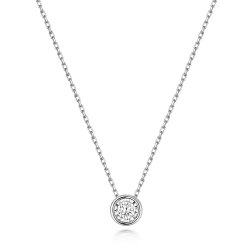 Diamond Illusion Rubover Necklace In 9ct White Gold 