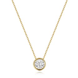 Diamond Illusion Rubover Necklace In 9ct Gold 