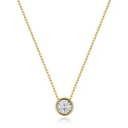 Diamond Illusion Rubover Necklace In 9ct Gold 