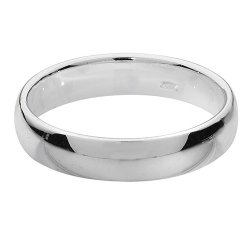 Silver 4mm Court Wedding Ring 