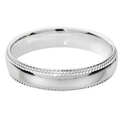 Silver 4mm Millgrain Wedding Ring 