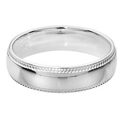 Silver 5mm Millgrain Wedding Ring 
