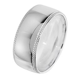 Silver 8mm Millgrain Wedding Ring 