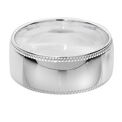 Silver 8mm Millgrain Wedding Ring 