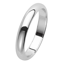 Silver 3mm D Shape Wedding Ring 