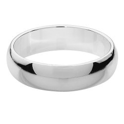 Silver 5mm D Shape Wedding Ring 