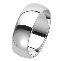 Silver 7mm D Shape Wedding Ring 