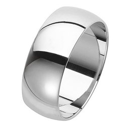 Silver 8mm D Shape Wedding Ring 