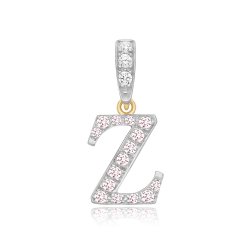 9ct White Gold Cz Initial Pendant 