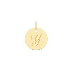 9ct Gold Initial Round Pendant 