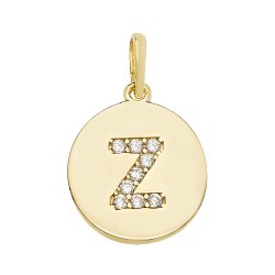 9ct Gold Cz Initial Round Pendant 
