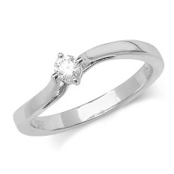 Diamond Solitaire Wave Engagement Ring In 9ct White Gold 